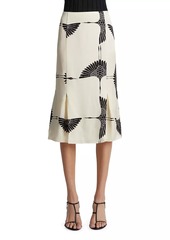 Khaite Levy Crane-Print Midi-Skirt