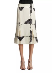 Khaite Levy Crane-Print Midi-Skirt