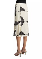 Khaite Levy Crane-Print Midi-Skirt