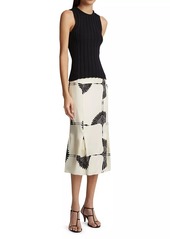 Khaite Levy Crane-Print Midi-Skirt