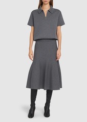 Khaite Odil Knitted Wool Blend Midi Skirt