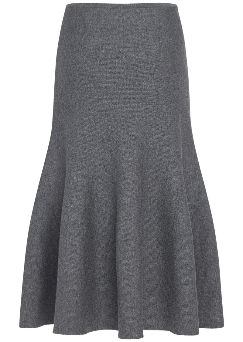 Khaite Odil Knitted Wool Blend Midi Skirt