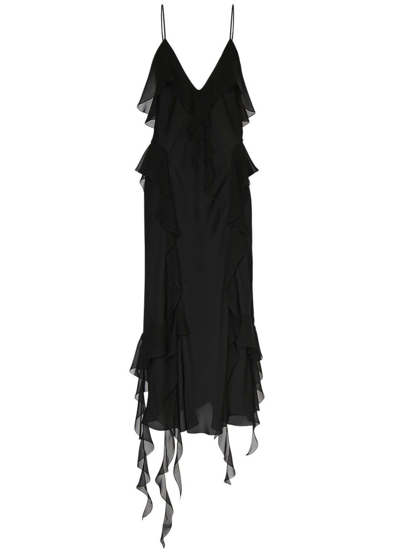 Khaite Pim Silk Ruffled Midi Dress