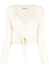 Khaite ribbed plunge wrap top