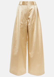 Khaite Rico high-rise wide-leg cotton-blend pants