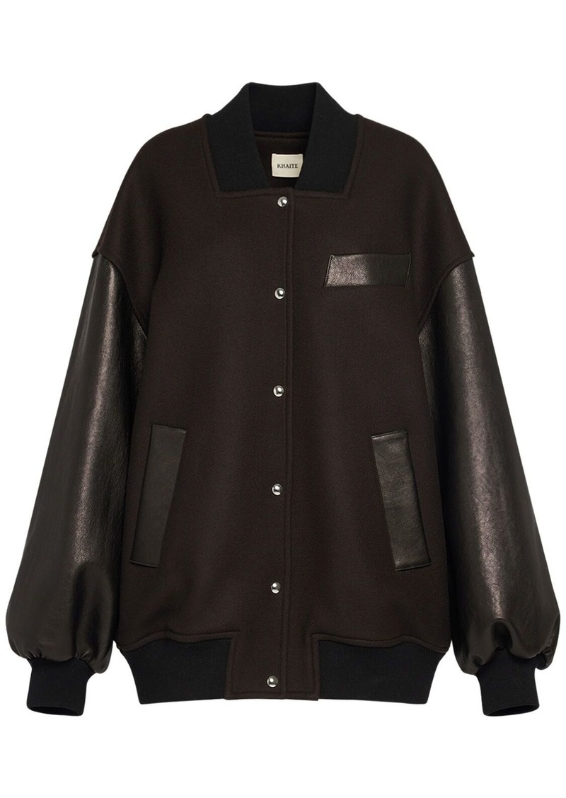 Khaite Spencer Wool Blend Bomber W/leather