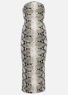 Khaite Strapless snake-printed midi dress