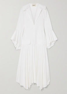 Khaite Tova Asymmetric Pleated Cotton Dress