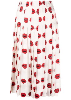Khaite Tudi lip-print pleated skirt