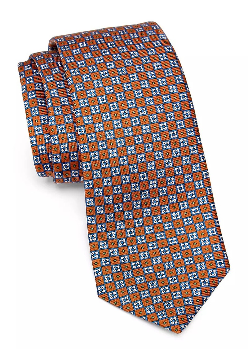 Kiton Floral Check Silk Tie