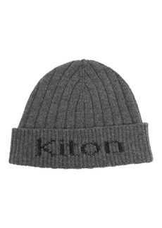 Kiton intarsia-knit logo cashmere beanie