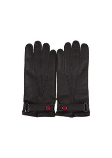KITON Dark Leather and Cashmere Gloves