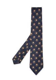 KITON Dark Tie With Multicolored Pattern