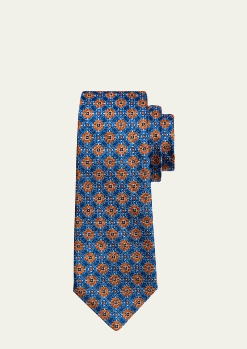 Kiton Men's 7-Fold Geometric Jacquard Silk Tie