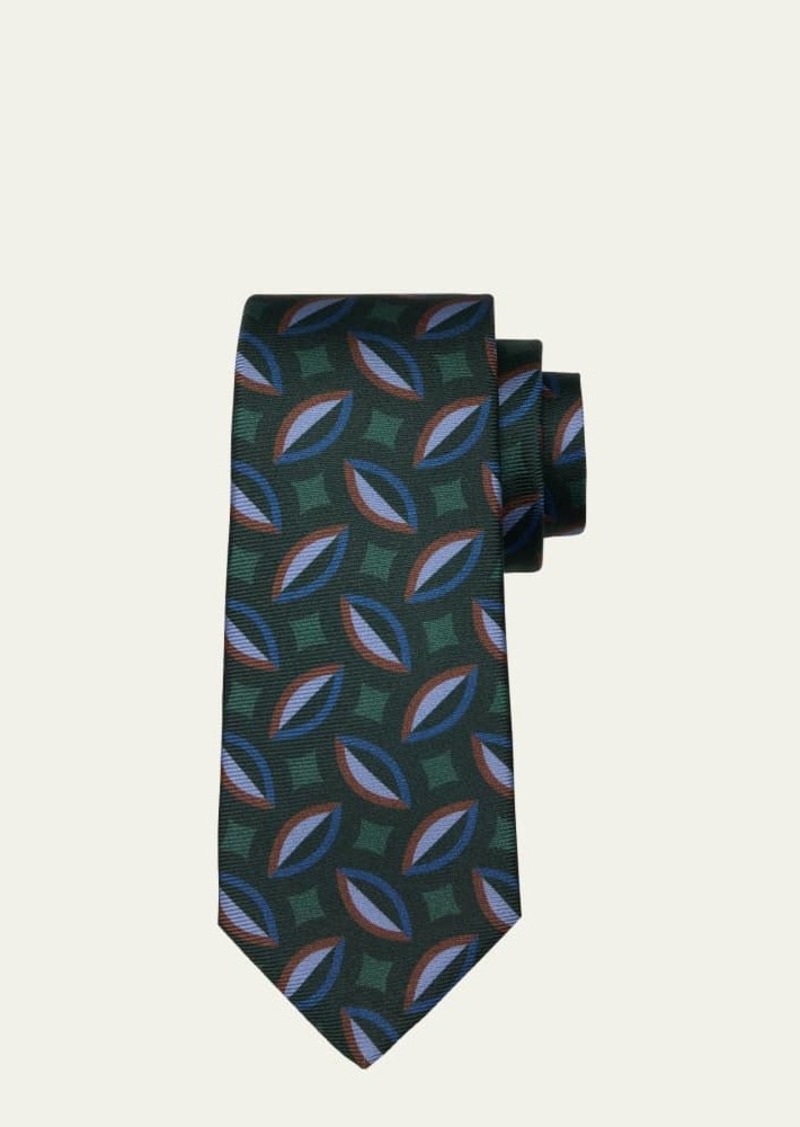 Kiton Men's 7-Fold Geometric Silk Tie