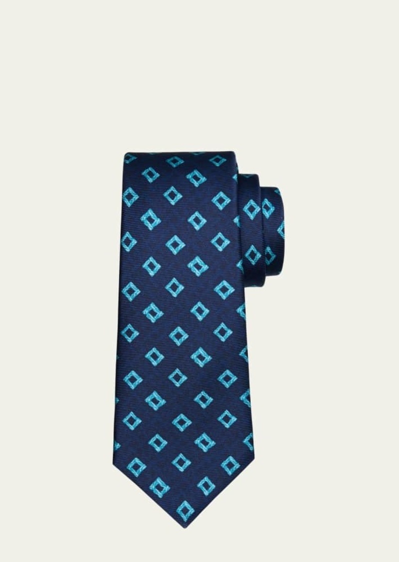 Kiton Men's 7-Fold Geometric Silk Tie