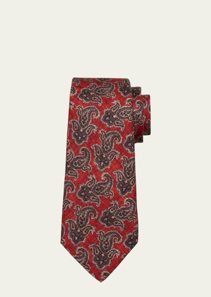 Kiton Men's 7-Fold Paisley Silk Tie