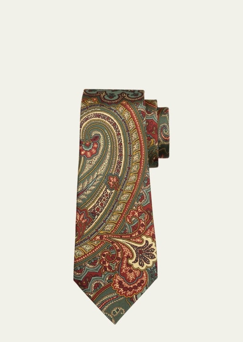 Kiton Men's 7-Fold Paisley Silk Tie