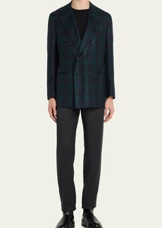 Kiton Men's Black Watch Plaid Dinner Jacket