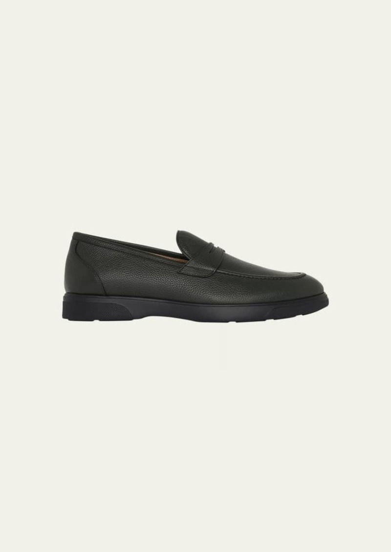 Kiton Men's Calf Leather Vibram-Sole Penny Loafers