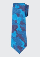 Kiton Men's Camo Silk/Linen Tie