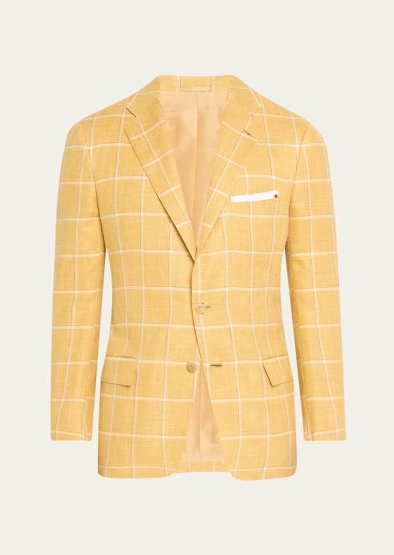 Kiton Men's Cashmere-Blend Windowpane Sport Coat