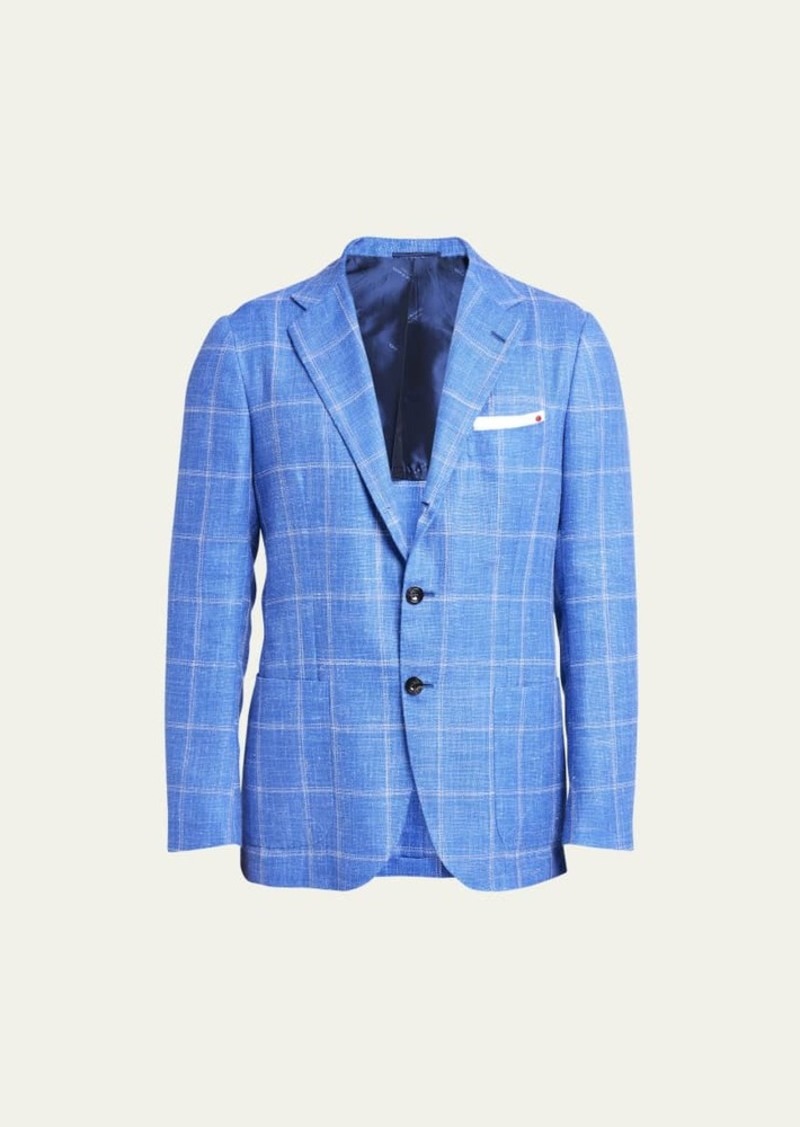 Kiton Men's Cashmere-Blend Windowpane Sport Coat