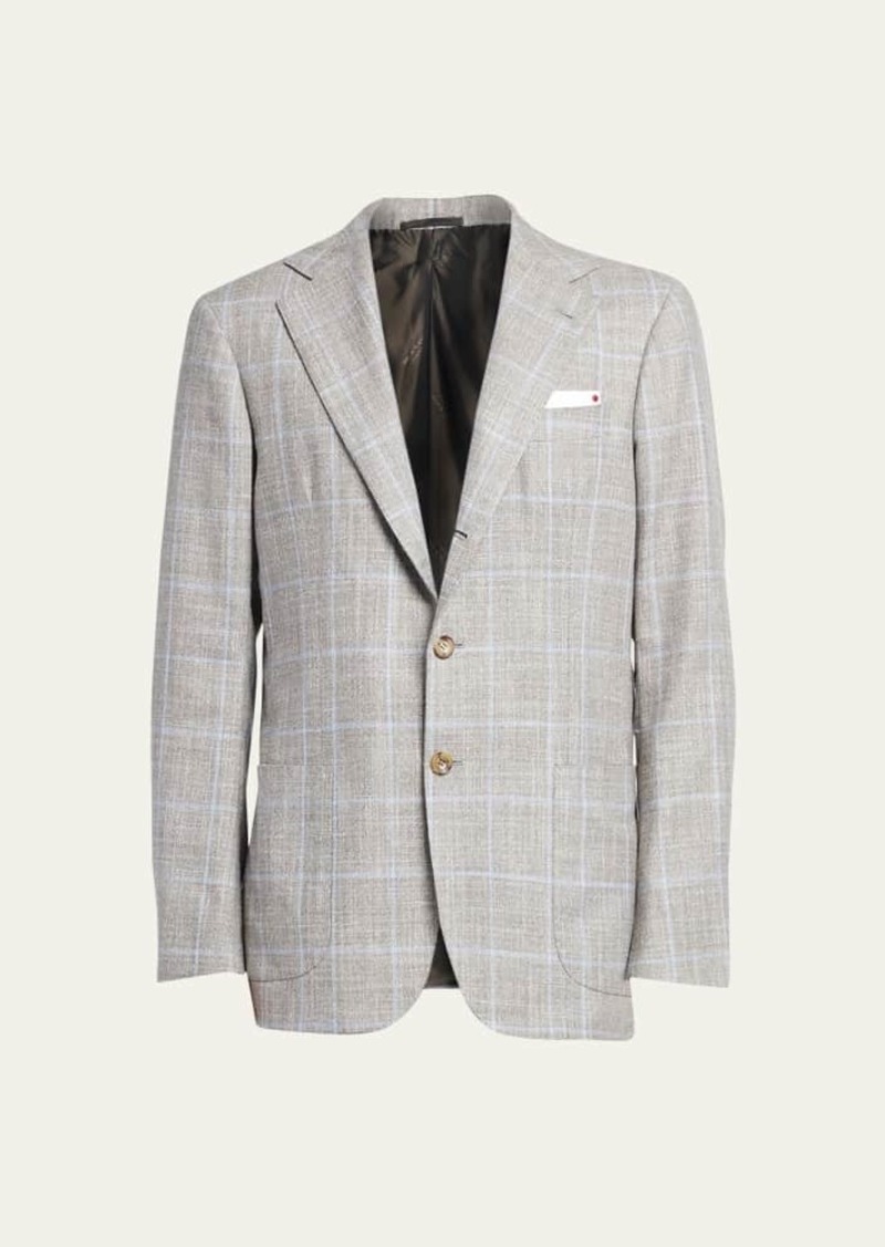 Kiton Men's Cashmere-Blend Windowpane Suit