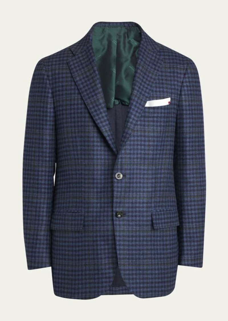 Kiton Men's Cashmere-Wool Check Sport Coat