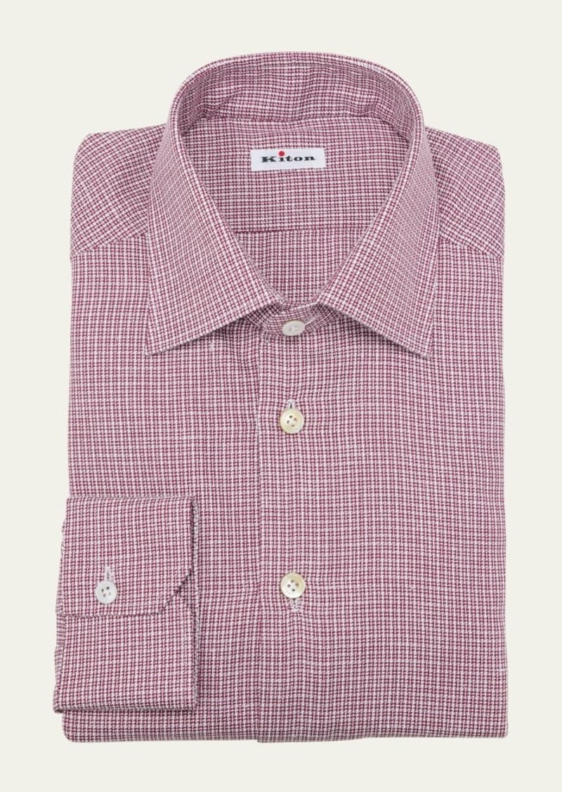 Kiton Men's Cotton Houndstooth Sport Shirt