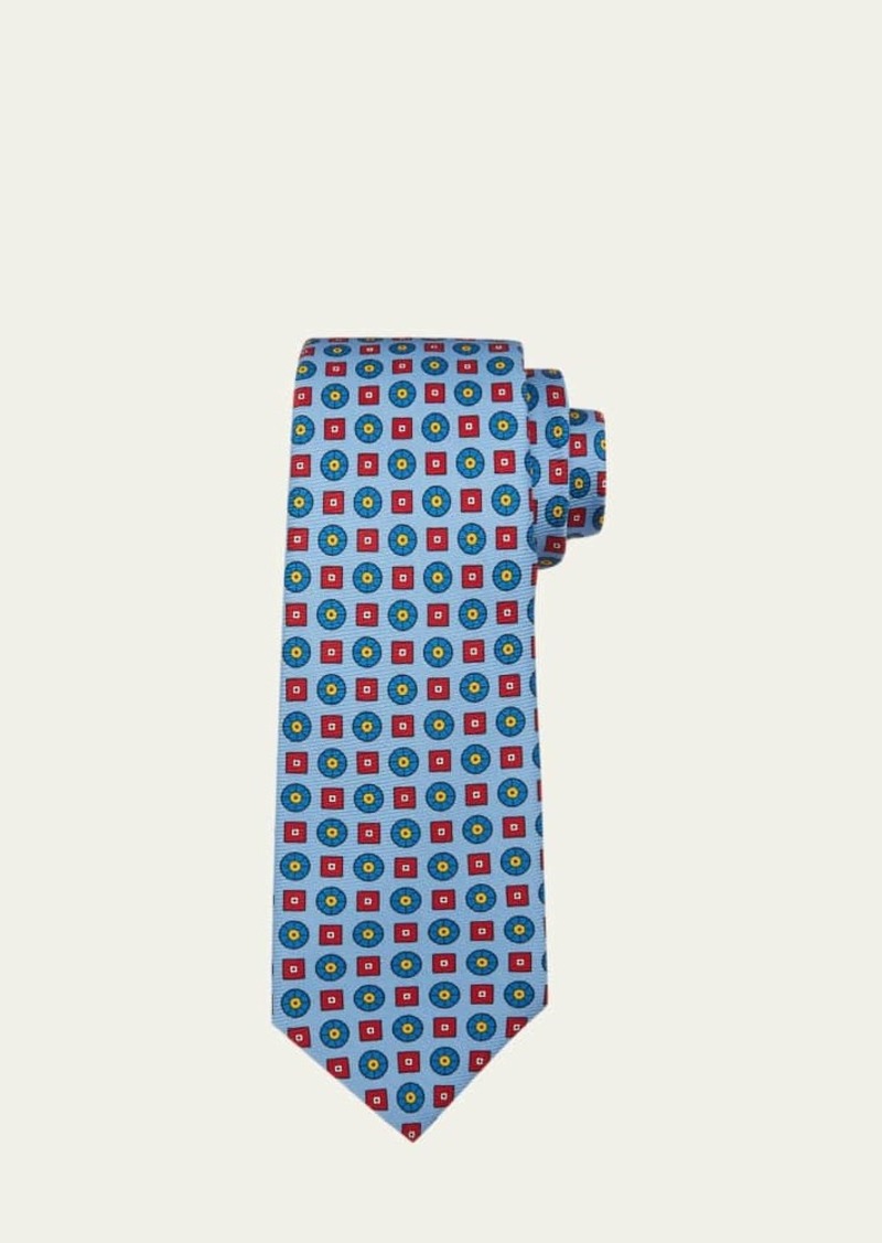 Kiton Men's Geometric-Print Silk Tie