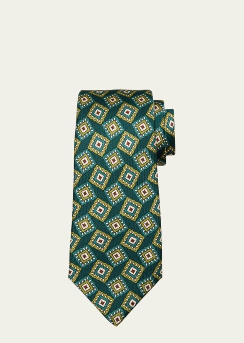 Kiton Men's Large Square Silk Tie