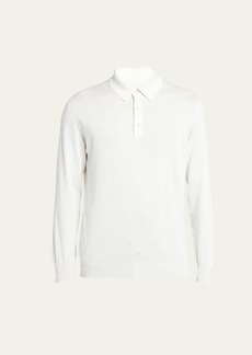 Kiton Men's Silk-Cashmere Blend Polo Sweater