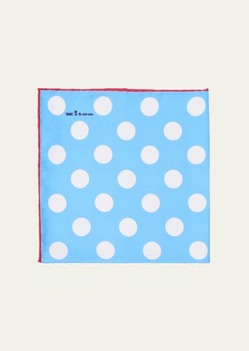 Kiton Men's Silk Dots Pocket Square