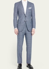 Kiton Men's Textured Plaid Suit