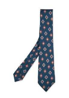 KITON Oil Silk Tie With Rhombus Pattern