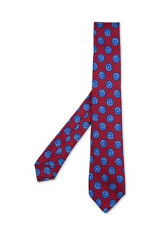 KITON Silk Tie With Light Blue Pattern
