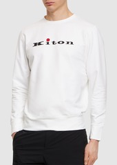 Kiton Logo Cotton Crewneck Sweatshirt