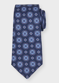 Kiton Men's Medallion-Print Silk Tie