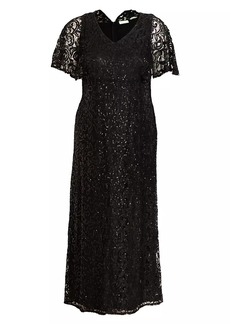 Kiyonna Celestial Cape-Sleeve Lace Gown