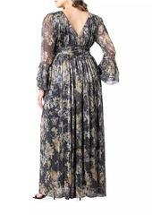 Kiyonna Gilded Glamour Long-Sleeve Evening Gown