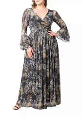 Kiyonna Gilded Glamour Long-Sleeve Evening Gown