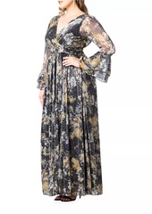 Kiyonna Gilded Glamour Long-Sleeve Evening Gown