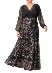Kiyonna Isabella Embroidered Floral Gown