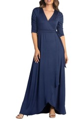 Kiyonna Meadow Dream Faux Wrap V-Neck Elbow Sleeve Dress