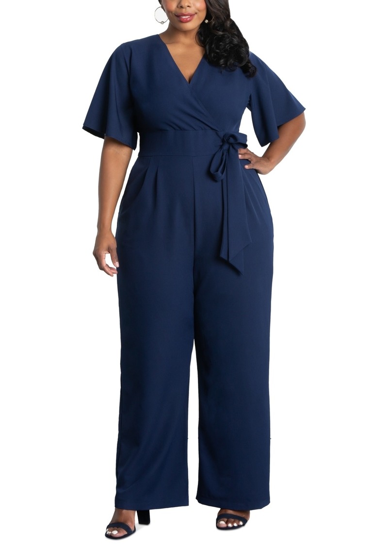 Kiyonna Plus Size Charisma Crepe Jumpsuit - Nouveau navy