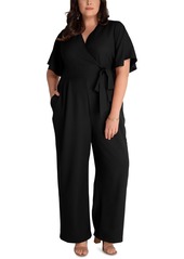 Kiyonna Plus Size Charisma Crepe Jumpsuit - Nouveau navy