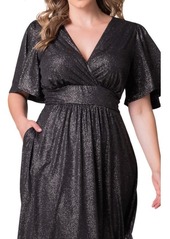 Kiyonna Plus Size Crystal Cove Cocktail Dress with Pockets - Silver starlight