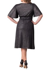 Kiyonna Plus Size Crystal Cove Cocktail Dress with Pockets - Silver starlight