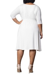 Kiyonna Plus Size Draped in Class Cowl Neck Dress - Ivory